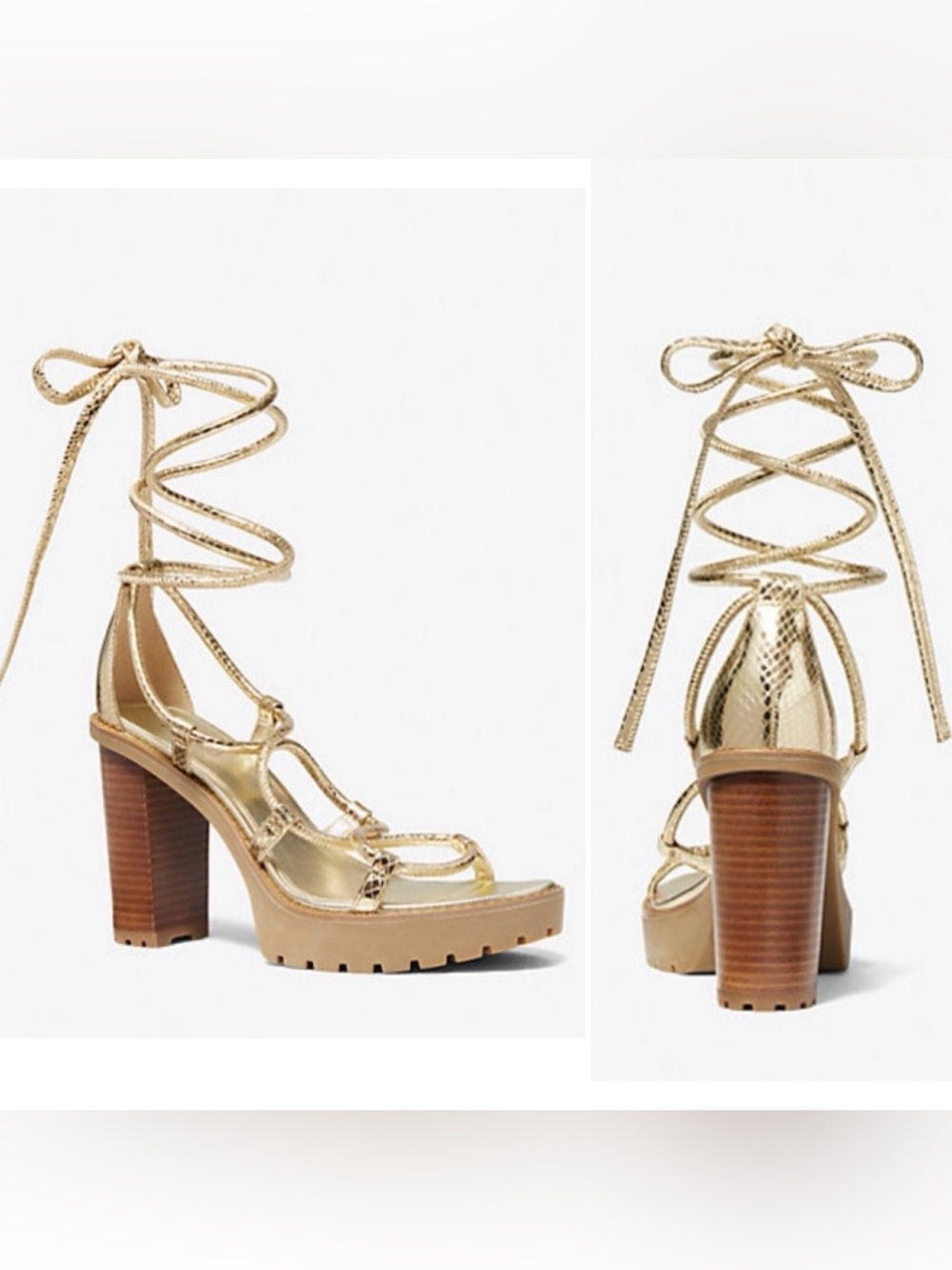 Metallic Gold Leather Heels